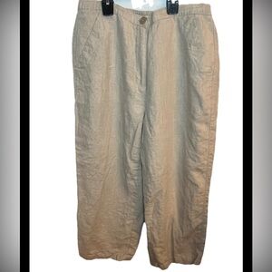 L.L. Bean oatmeal cream 100% linen cropped capri pants capsule, minimalist sz 10